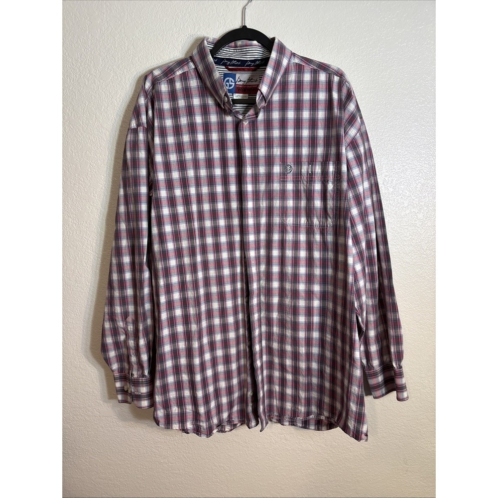 Wrangler's Men's George Strait Pink GrayPlaid Long Sleeve‎ Button Down Shirt 2XL